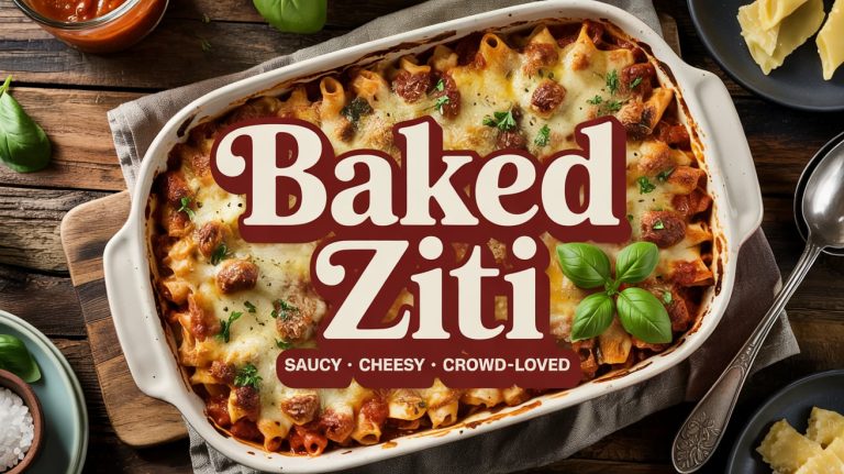 Baked Ziti 🍅🧀🔥 Saucy, Cheesy, and Oven-Baked With Layers of Pasta, Ricotta, and Golden Mozzarella