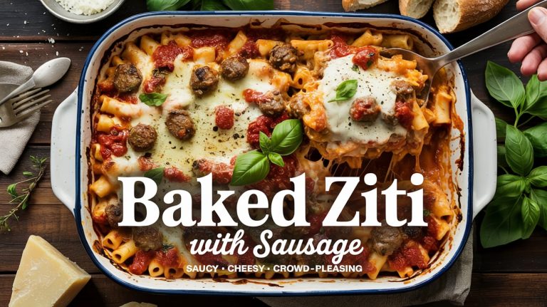 Baked Ziti with Sausage 🧀🍝🔥 Hearty, Cheesy, and Loaded With Bold Italian Sausage in a Rich Red Sauce
