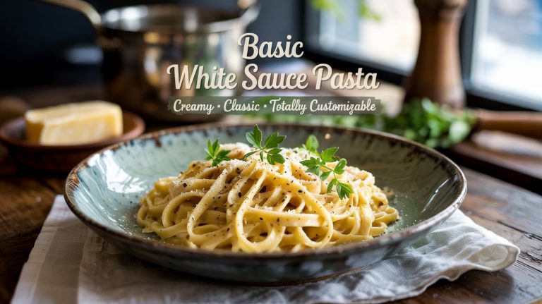 Basic White Sauce Pasta 🧈🥛🧄🧀 Creamy, Buttery, and Perfectly Simple With a Silky Béchamel Base