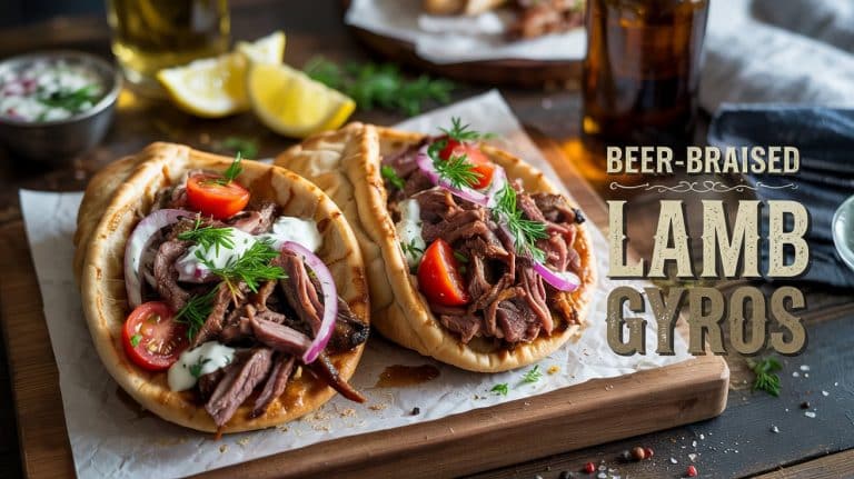 Beer-Braised Lamb Gyros: Tender, Spiced, and Wrapped in Beer-Soaked Flavor