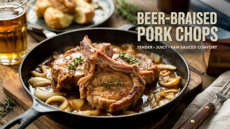 Beer-Braised Pork Chops: Juicy, Fork-Tender, and Drenched in Malty Beer Pan Sauce