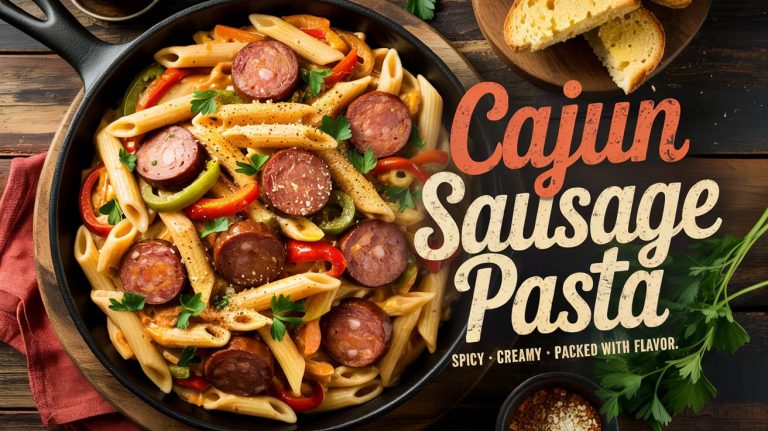 Cajun Sausage Pasta 🌶️🥩🔥🍝 Spicy, Smoky, and Drenched in a Cajun Cream Sauce That Clings to Every Bite
