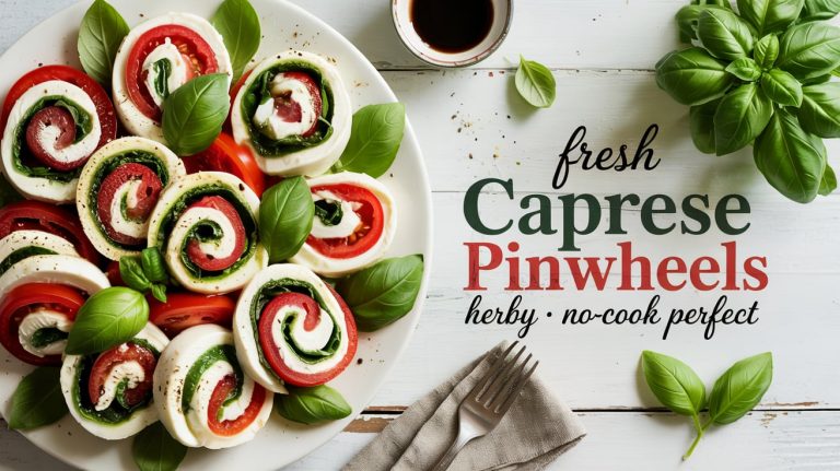 Caprese Pinwheels 🍅🌿🧀 Fresh, Herby, and Bursting With Tomato-Basil-Mozzarella Goodness in Every Bite