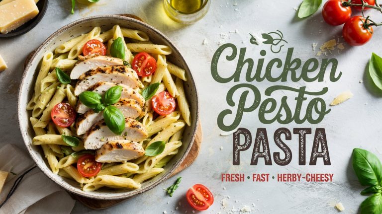 Chicken Pesto Pasta 🍗🌿🧄🍝 Fresh, Garlicky, and Packed With Juicy Chicken and Herby Green Sauce in Every Forkful