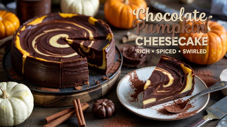 Chocolate Pumpkin Cheesecake 🎃🍫🍰 Decadent, Spiced, and Perfectly Layered for Fall Indulgence