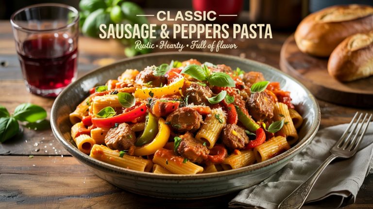 Classic Italian Sausage & Peppers Pasta 🌶️🌿🥩🍝 Bold, Rustic, and Bursting With Sweet Peppers and Savory Sausage in Every Bite