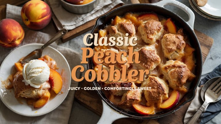 Classic Peach Cobbler 🍑🥧☀️ Juicy, Buttery, and Comfortingly Old-Fashioned