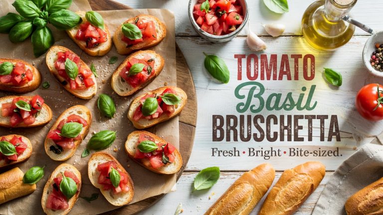 Classic Tomato Basil Bruschetta 🍅🌿🧄🥖 Bright, Juicy, and Packed With Garlic-Infused Flavor on Crisp Toasted Bread
