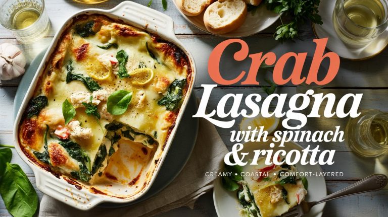 Crab Lasagna with Spinach & Ricotta 🦀🌿🧀 Creamy, Herb-Rich Layers With Sweet Crab, Garlic Béchamel, and Silky Ricotta Spinach