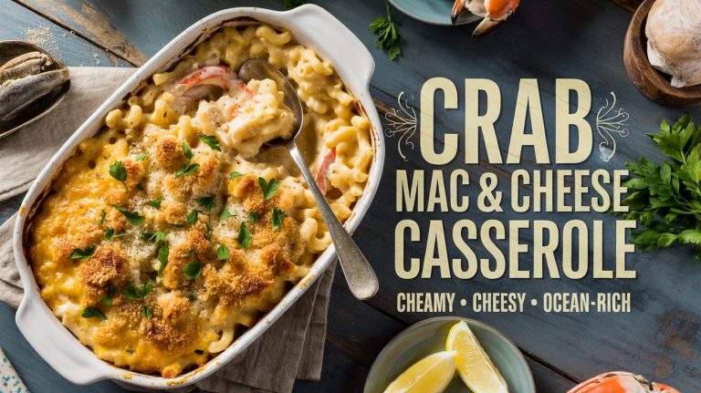 Crab Mac & Cheese Casserole 🦀🧀🔥 Rich, Buttery, and Oven-Baked With Sweet Crab and a Golden Crunch Top