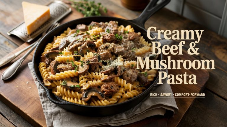 Creamy Beef & Mushroom Pasta 🥩🍄🧄🍝 Rich, Savory, and Ultra-Satisfying With Umami Depth in Every Bite