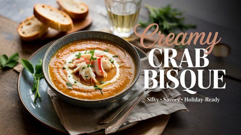 Creamy Crab Bisque 🦀🥣 Velvety, Luxurious, and Loaded With Sweet Crab and Subtle Heat