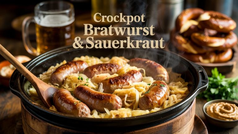 Crockpot Bratwurst & Sauerkraut: Slow-Simmered, Beer-Bathed, and Bursting With Bold Bavarian Flavor