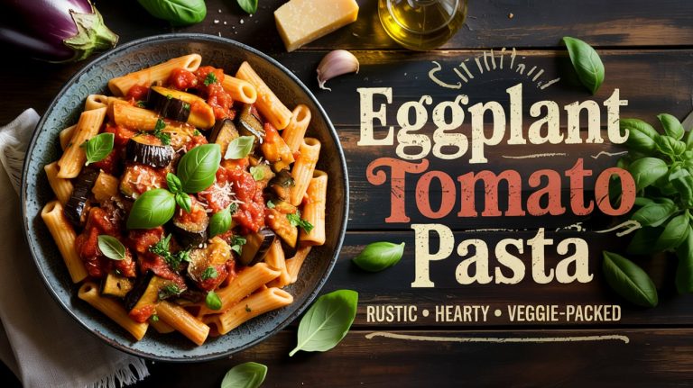 Eggplant Tomato Pasta 🍆🍅🧄🌿 Rustic, Saucy, and Loaded With Smoky Eggplant and Garlic-Rich Tomato Goodness