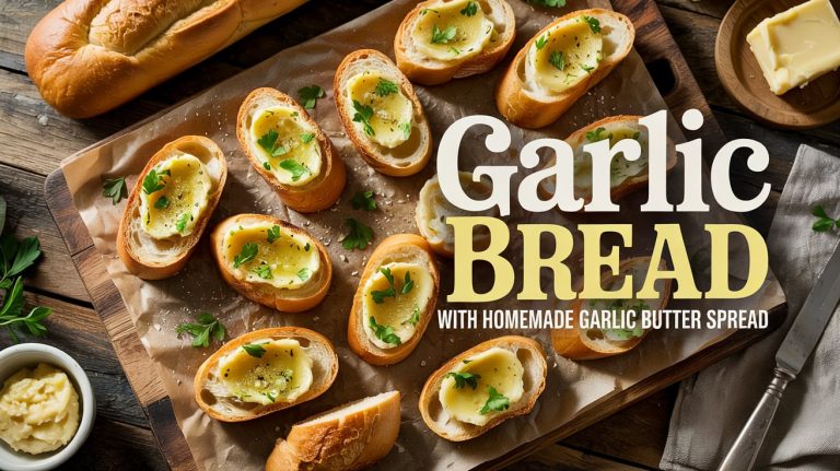 Garlic Bread with Homemade Garlic Butter Spread 🧄🍞🧈 Crispy Edges, Buttery Center, and Bold Garlic-Herb Flavor in Every Bite