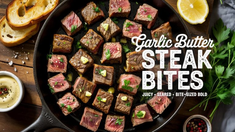 Garlic Butter Steak Bites 🧄🥩🔥 Seared and Juicy With a Golden Garlic Butter Finish — A Bold, Bite-Sized Steakhouse Classic