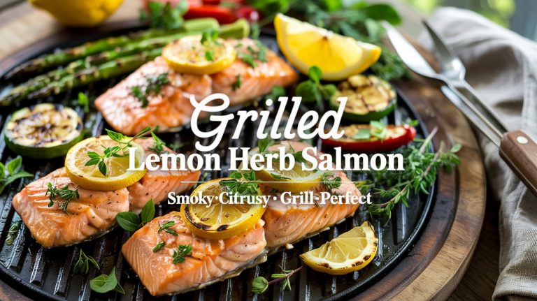 Grilled Lemon Herb Salmon 🍋🔥🐟 Juicy, Charred, and Bursting With Bright Citrus, Garlic, and Garden Herbs