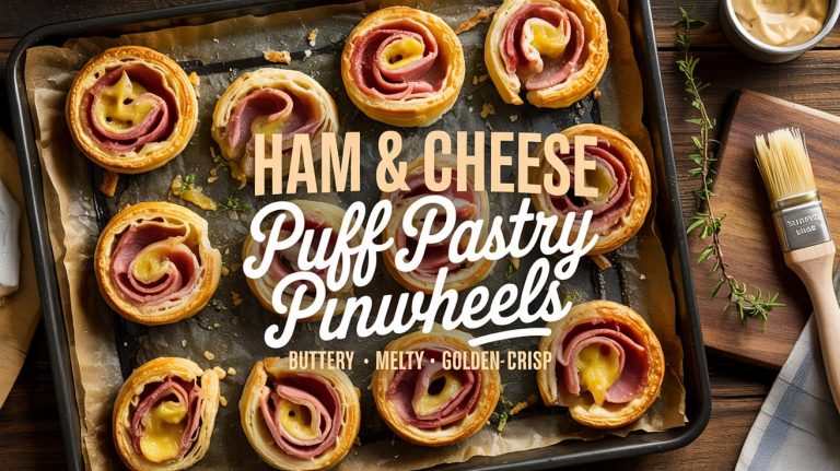 Ham & Cheese Puff Pastry Pinwheels 🐷🧀🥐 Flaky, Melty, and Packed With Classic Deli Flavor in Buttery Swirls