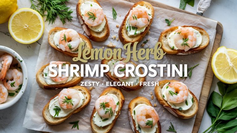 Lemon Herb Shrimp Crostini 🍋🧄🍤🌿 Bright, Zesty, and Crisp With Garlicky Shrimp and Fresh Herbs on Toasted Bread
