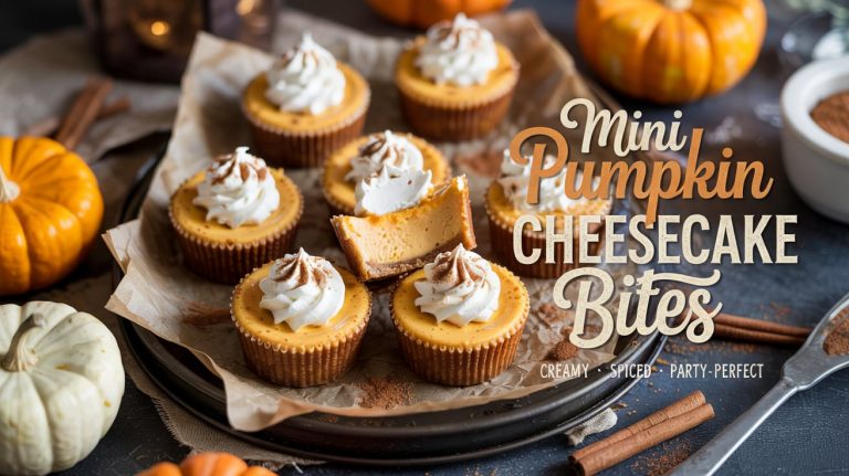 Mini Pumpkin Cheesecake Bites 🎃🧁✨ Creamy, Spiced, and Perfectly Portable for Fall Gatherings