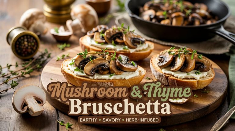 Mushroom & Thyme Bruschetta 🍄🌿🧄🥖 Earthy, Garlicky, and Herb-Infused With a Silky Mushroom Topping on Golden Toast