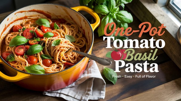 One-Pot Tomato Basil Pasta 🍅🌿🍝 Bright, Garlicky, and Perfectly Sauced With Fresh Basil and Burst Tomatoes — All in One Pot