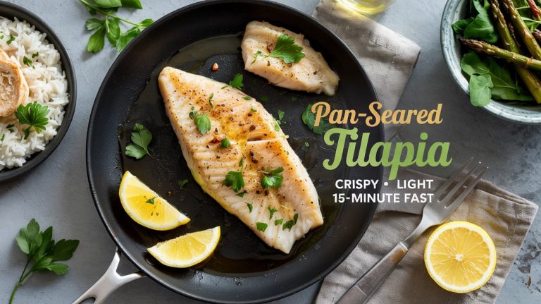 Pan-Seared Tilapia 🐟🔥🍋 Crisp Edges, Flaky Inside, and Bright Lemon Butter to Finish