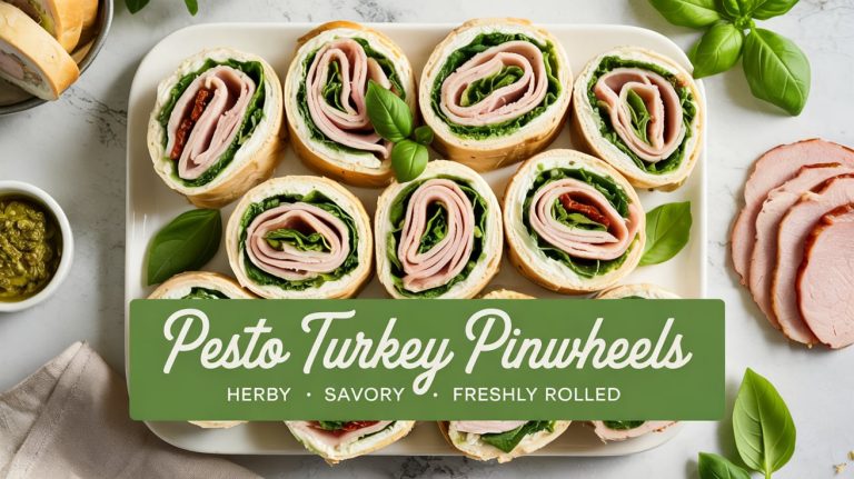 Pesto Turkey Pinwheels 🦃🌿🧀 Fresh, Creamy, and Packed With Herby Turkey-Forward Flavor in Every Swirl