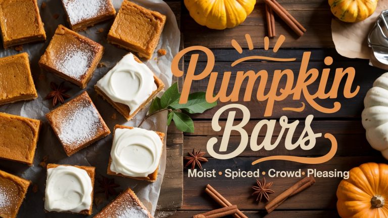 Pumpkin Bars 🎃🍰🍂 Soft, Spiced, and Topped With Luscious Cream Cheese Frosting