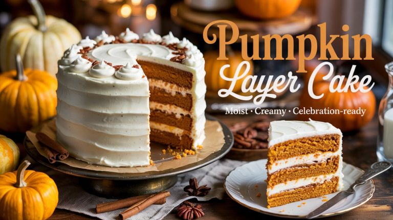 Pumpkin Layer Cake with Cream Cheese Frosting 🎃🍰🧀 Moist, Spiced, and Perfect for Celebrations