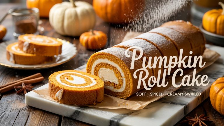 Pumpkin Roll Cake 🎃🍰🎯 Light, Spiced, and Filled With Luscious Cream Cheese Swirl