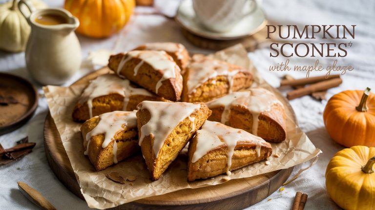 Pumpkin Scones with Maple Glaze 🎃🍁🍪 Buttery, Spiced, and Finished With a Sweet Maple Drizzle