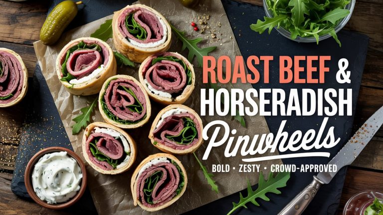 Roast Beef & Horseradish Pinwheels 🥩🌶️🧀 Bold, Creamy, and Packed With Savory Heat and Deli-Style Flavor