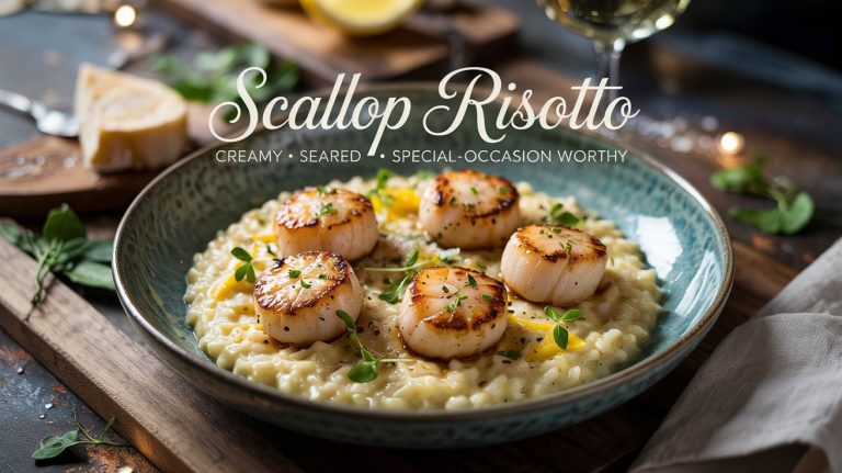 Scallop Risotto with Lemon & Herbs 🐚🍋🌿 Creamy Arborio Rice Finished With Fresh Citrus and Herb-Butter Seared Scallops