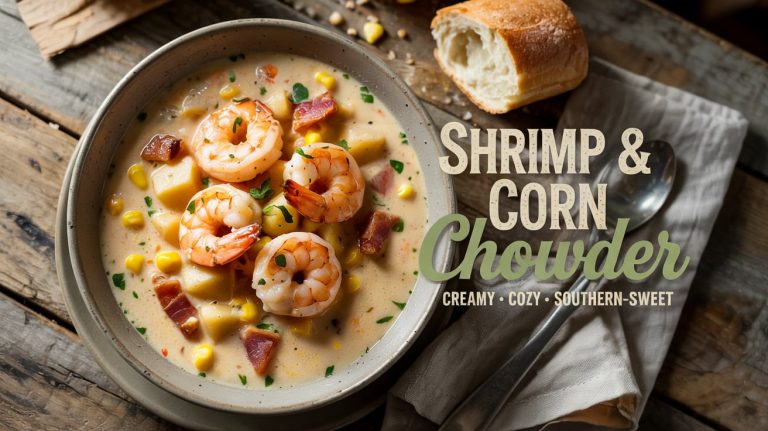 Shrimp & Corn Chowder 🍤🌽 Creamy, Briny, and Sweet-Savory Comfort in a Bowl