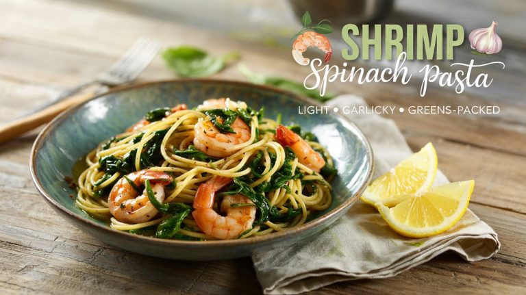 Shrimp Spinach Pasta 🍤🌿🧄 Light, Lush, and Packed With Greens, Garlic, and Savory Shrimp in Every Bite