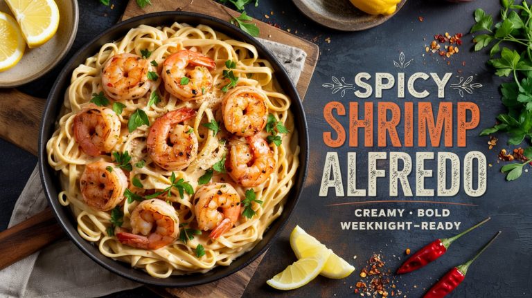Spicy Shrimp Alfredo 🍤🌶️🧄🧀 Creamy, Fiery, and Loaded With Garlic, Heat, and Cajun-Style Shrimp
