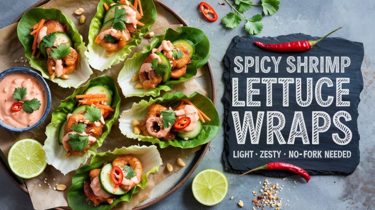 Spicy Shrimp Lettuce Wraps 🌶️🍤🥬 Juicy Shrimp in Fiery Sauce Tucked Into Cool, Crunchy Lettuce Cups