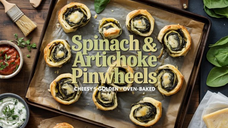 Spinach & Artichoke Pinwheels (Baked) 🌿🧄🧀 Warm, Cheesy, and Packed With Creamy Dip Flavor in Golden Spirals