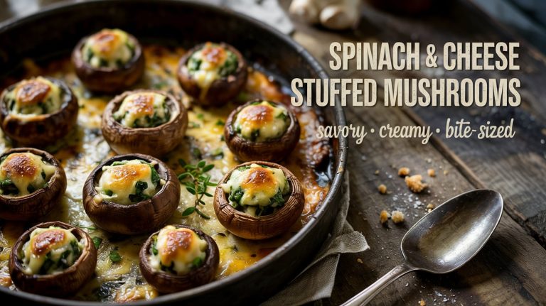 Spinach & Cheese Stuffed Mushrooms 🍄🧄🧀 Savory, Creamy, and Herby With a Golden, Melty Top