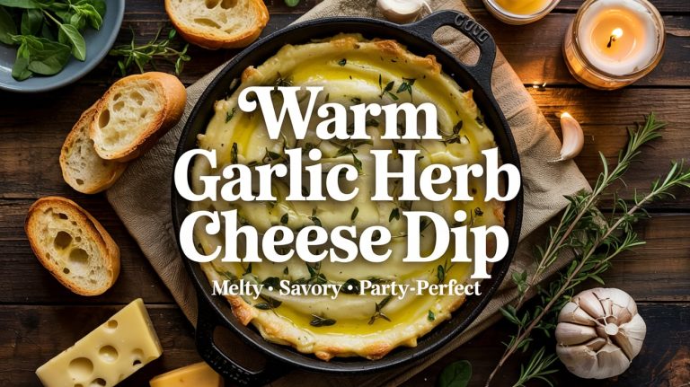 Warm Cheese Dip with Garlic & Herbs 🧄🧀🌿 Bubbly, Creamy, and Packed With Savory Herby Flavor in Every Scoop