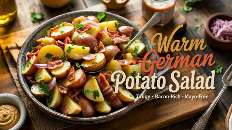Warm German Potato Salad 🥔🥓🌿 Tangy, Savory, and Dressed in a Warm Bacon-Mustard Vinaigrette